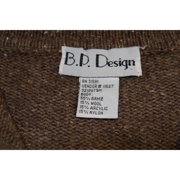 B.P.Design Vtg Wool Blend Women's M Brown Full-Zip Christmas Sweater Embroidered - Picture 4 of 13